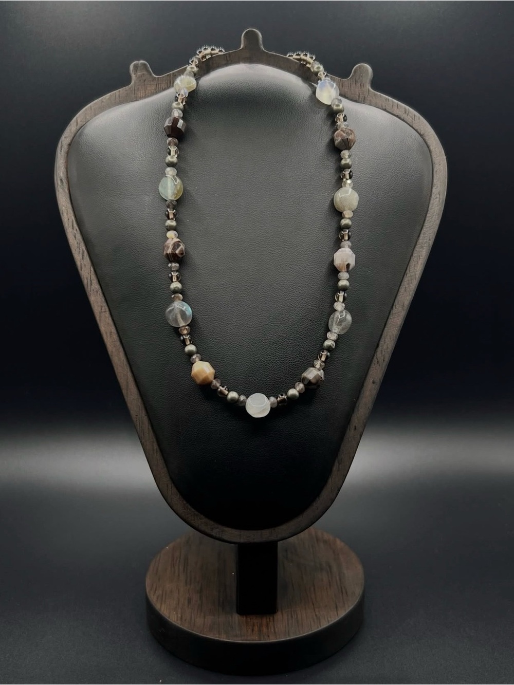 Natural Gemstone Beaded Necklace in Mixed Earth Tones